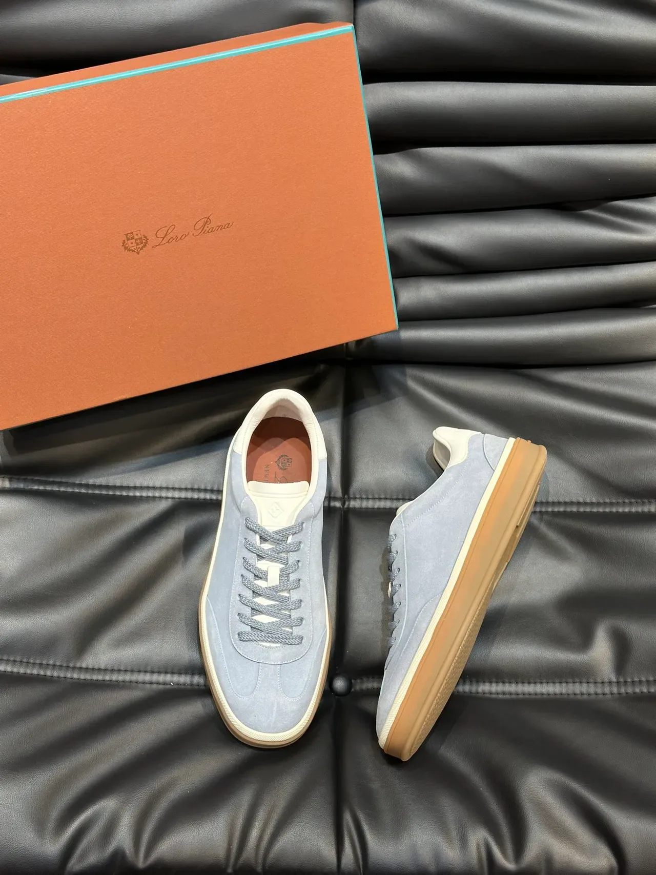 Gray Beige Suede Upper Contrast Cream Heel Tab Sneakers 5
