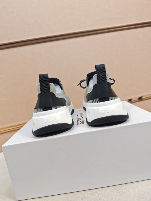 Gray Black Knit Mesh Upper Sculpted White Midsole Sneakers 3