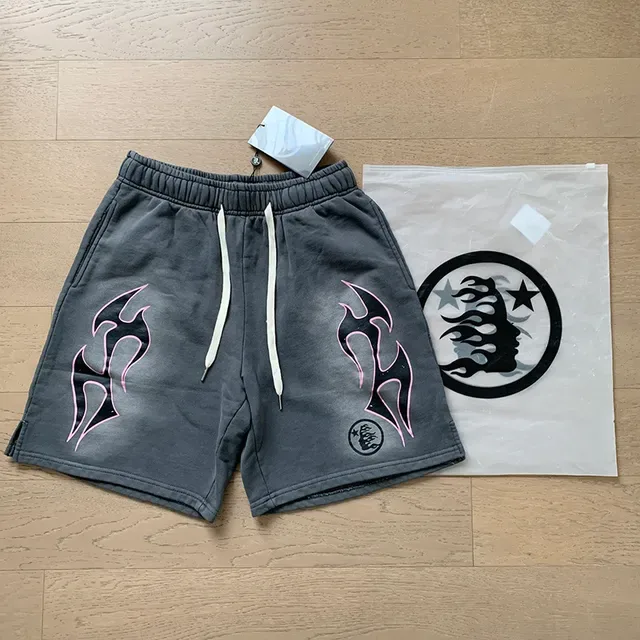 Gray Flame Graphic Print Elastic Waist Shorts 7