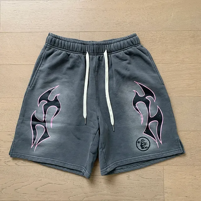 Gray Flame Graphic Print Elastic Waist Shorts 8