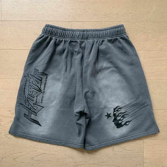 Gray Flame Graphic Print Elastic Waist Shorts 9
