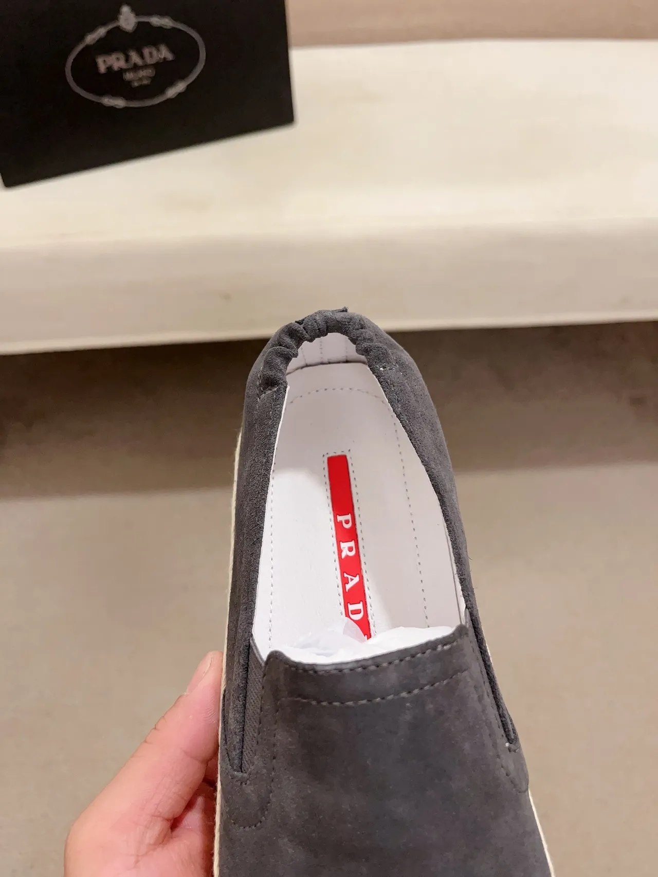 Gray Suede Slip-On Espadrille Boat Shoe 4