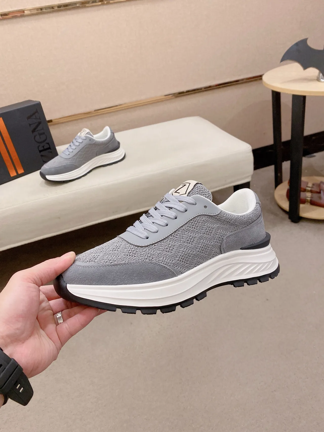 Gray White Mixed Mesh And Suede Upper Low-Top Lifestyle Silhouette Chunky Sneakers 3
