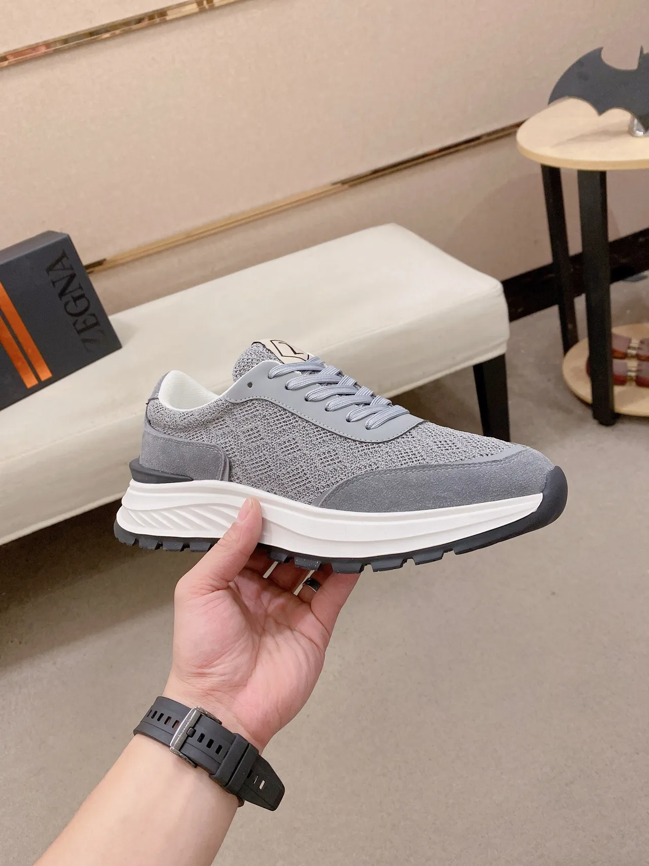 Gray White Mixed Mesh And Suede Upper Low-Top Lifestyle Silhouette Chunky Sneakers 4