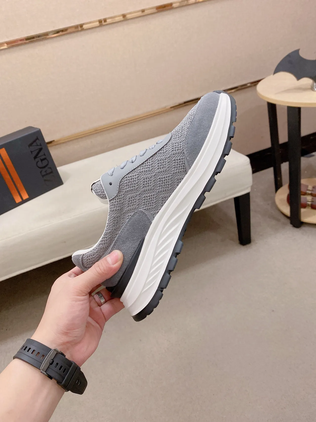 Gray White Mixed Mesh And Suede Upper Low-Top Lifestyle Silhouette Chunky Sneakers 5