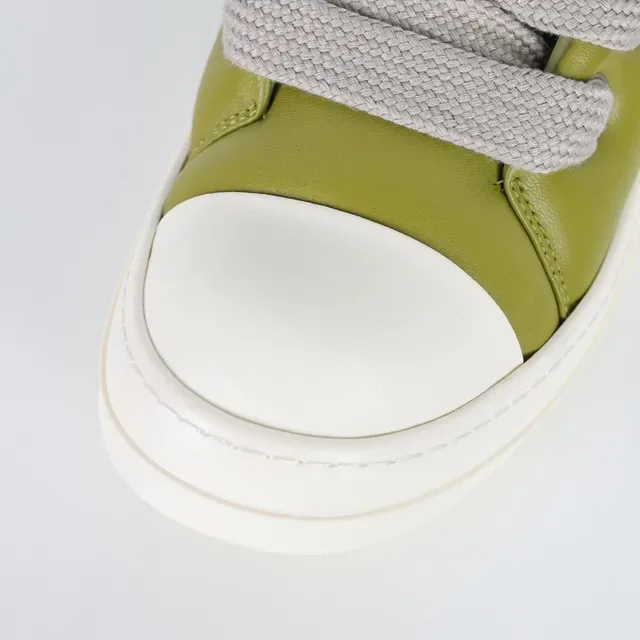 Green Beige Olive Leather Upper Off-White Cupsole Sneakers 5