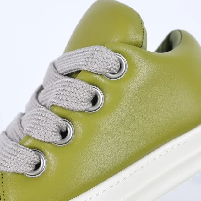 Green Beige Olive Leather Upper Off-White Cupsole Sneakers 6