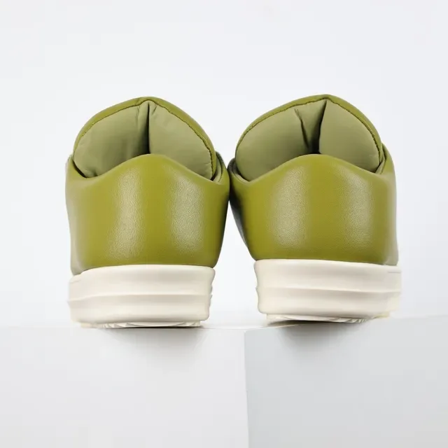 Green Beige Olive Leather Upper Off-White Cupsole Sneakers 8