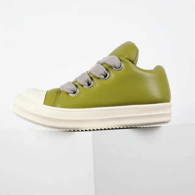 Green Beige Olive Leather Upper Off-White Cupsole Sneakers 9