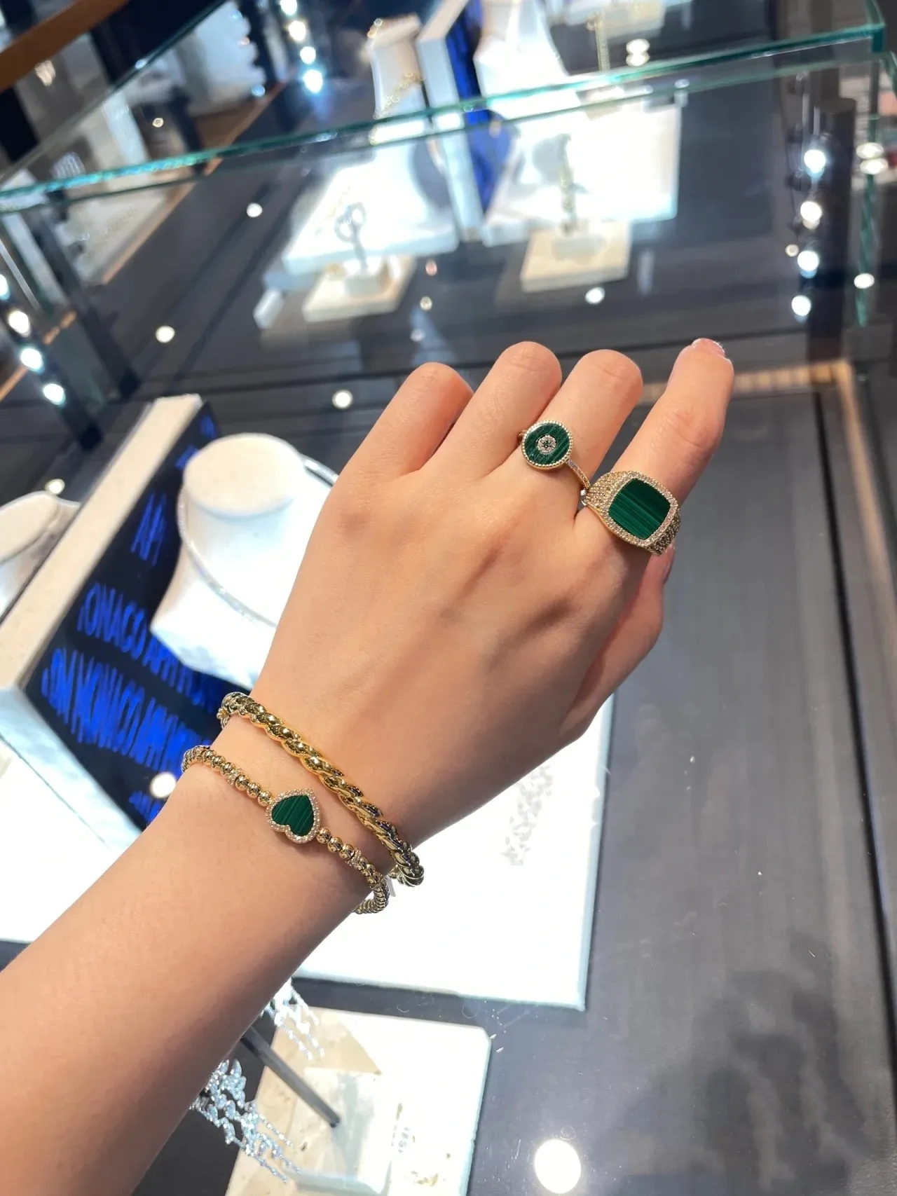 Green Enamel and Pavé Diamond Ring 3