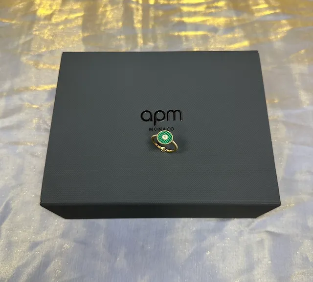 Green Enamel and Pavé Diamond Ring 4