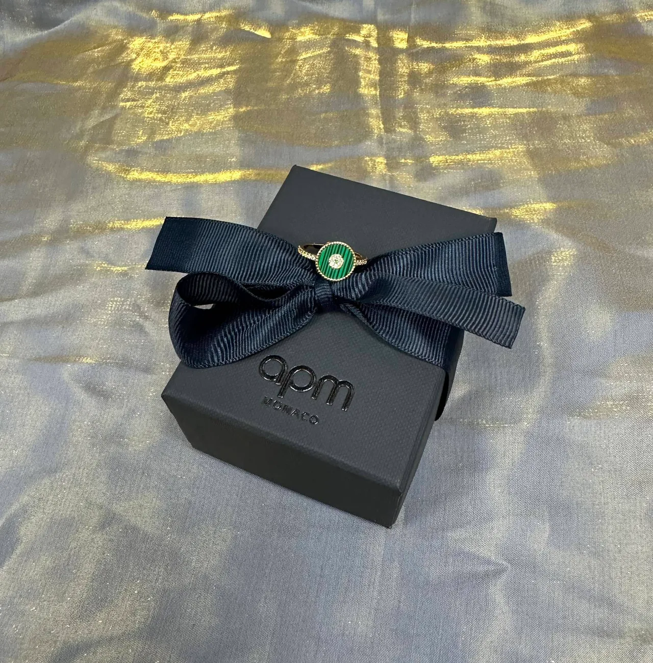 Green Enamel and Pavé Diamond Ring 5