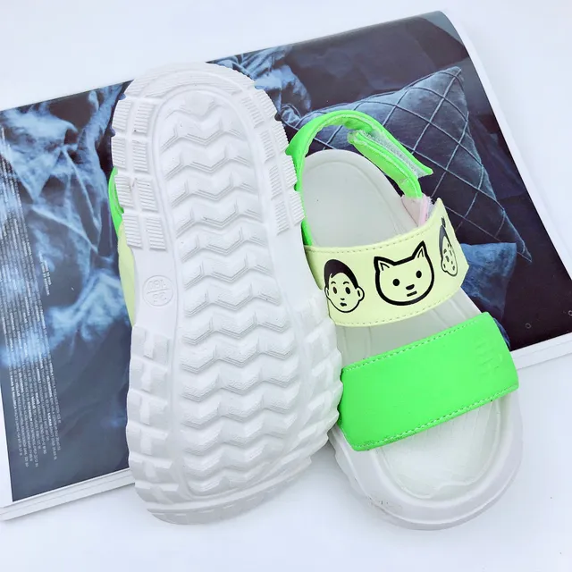 Sandales casuales vert rose à deux sangles à fermeture velcro 4