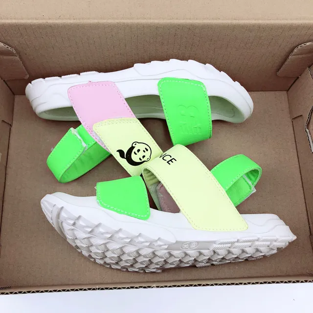 Sandales casuales vert rose à deux sangles à fermeture velcro 5