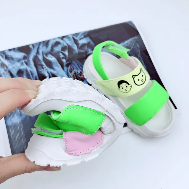 Sandales casuales vert rose à deux sangles à fermeture velcro 7