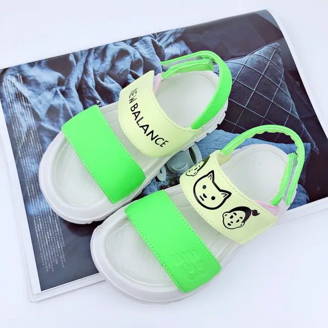Sandales casuales vert rose à deux sangles à fermeture velcro 9