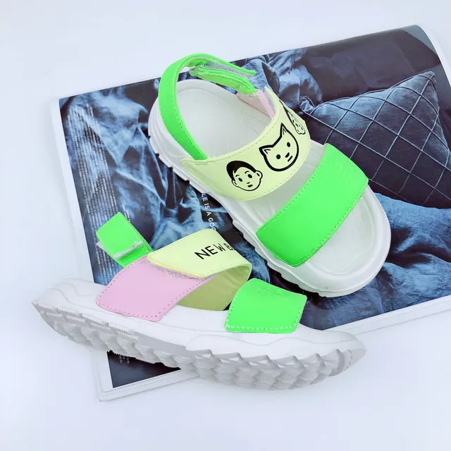 Sandales casuales vert rose à deux sangles à fermeture velcro 14