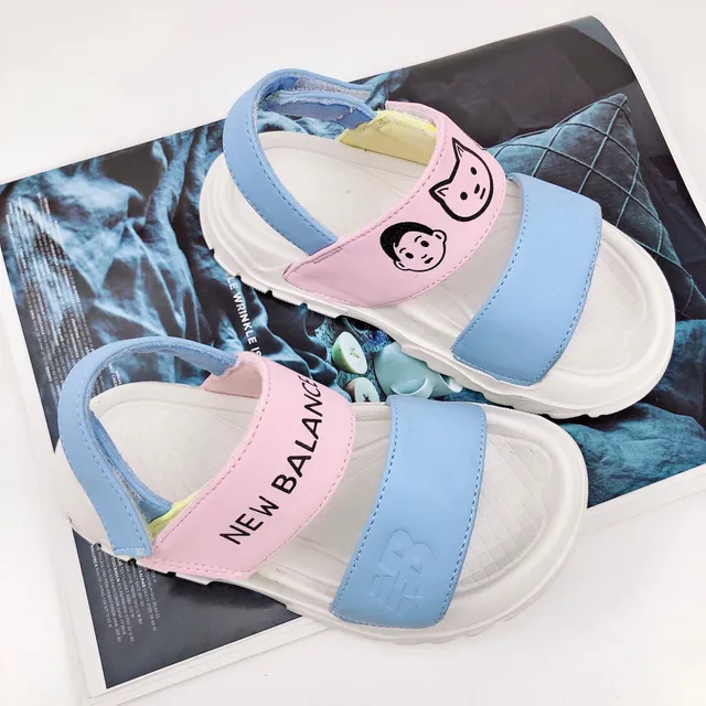 Sandales casuales vert rose à deux sangles à fermeture velcro 18
