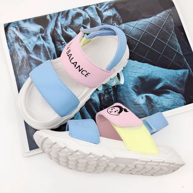Sandales casuales vert rose à deux sangles à fermeture velcro 19