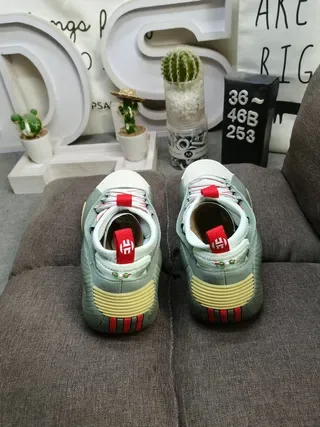 Green Red Geometric Line-Pattern Overlays Sock-Fit Collar Sneakers 8