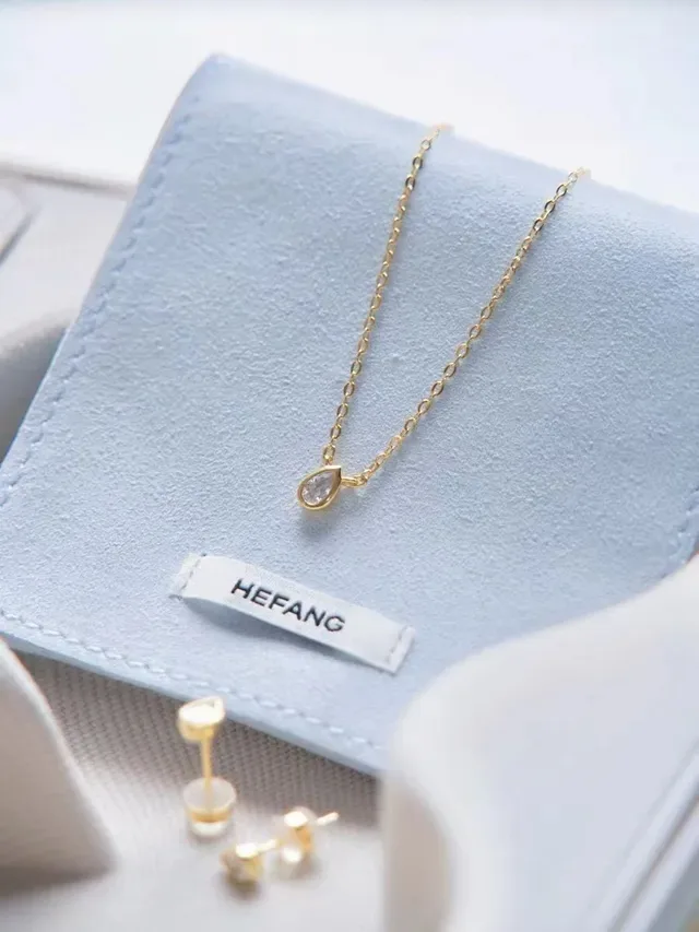HEFANG Gold-Tone Bezel-Set Rectangular and Teardrop Stud Earrings 7