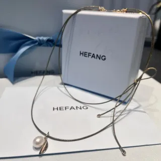 HEFANG قلادة لؤلؤ وأوراق بسلك قابل للتعديل