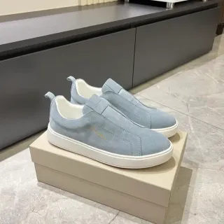 Light Blue Suede Slip-On Lifestyle Sneakers