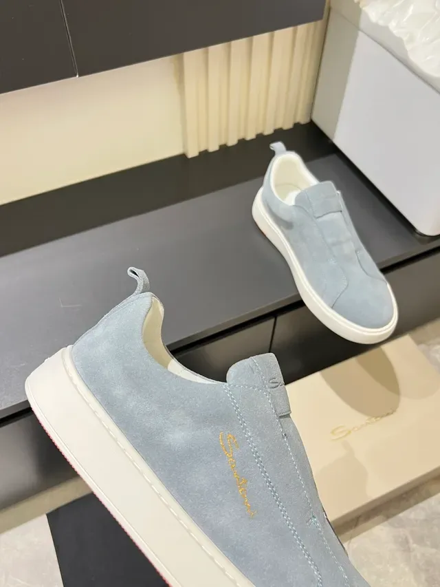 Light Blue Suede Slip-On Lifestyle Sneakers 3