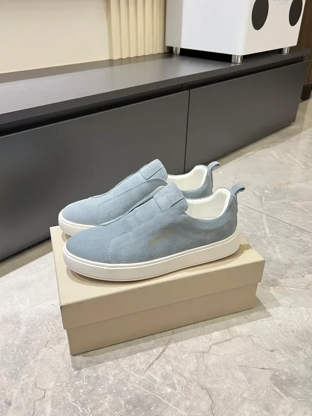 Light Blue Suede Slip-On Lifestyle Sneakers 5