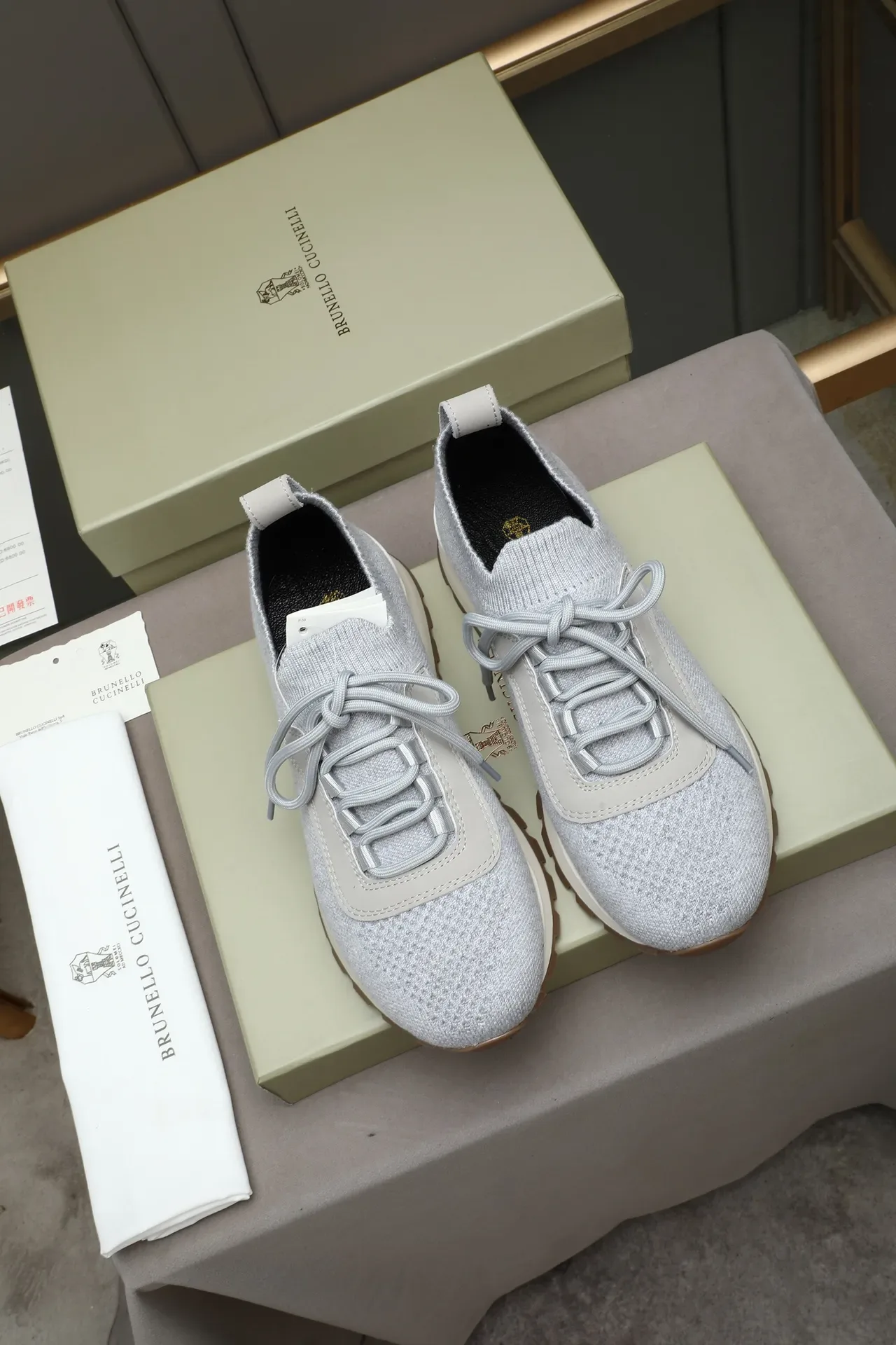 Light Gray Knit Lace-Up Lifestyle Sneaker 2