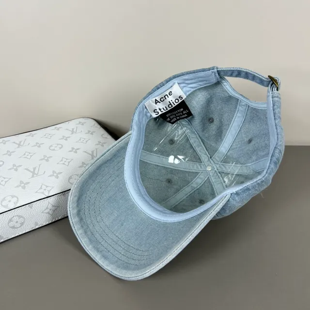 Light-Wash Denim Rhinestone Square Motif Baseball Cap 5