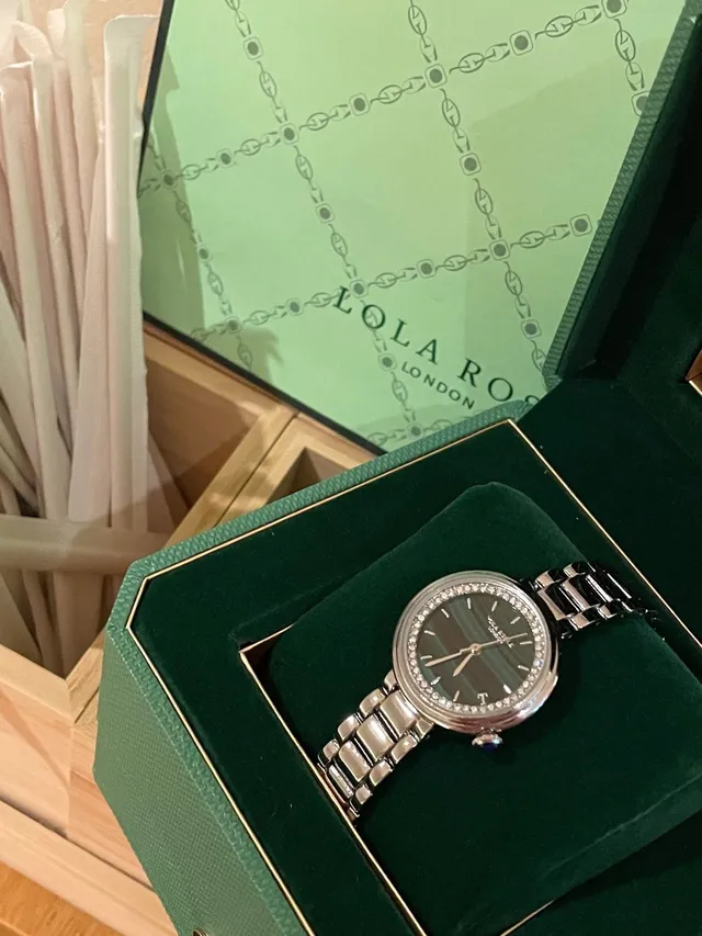 Lola Rose Green Malachite Dial Silver-Tone Quartz Watch 9