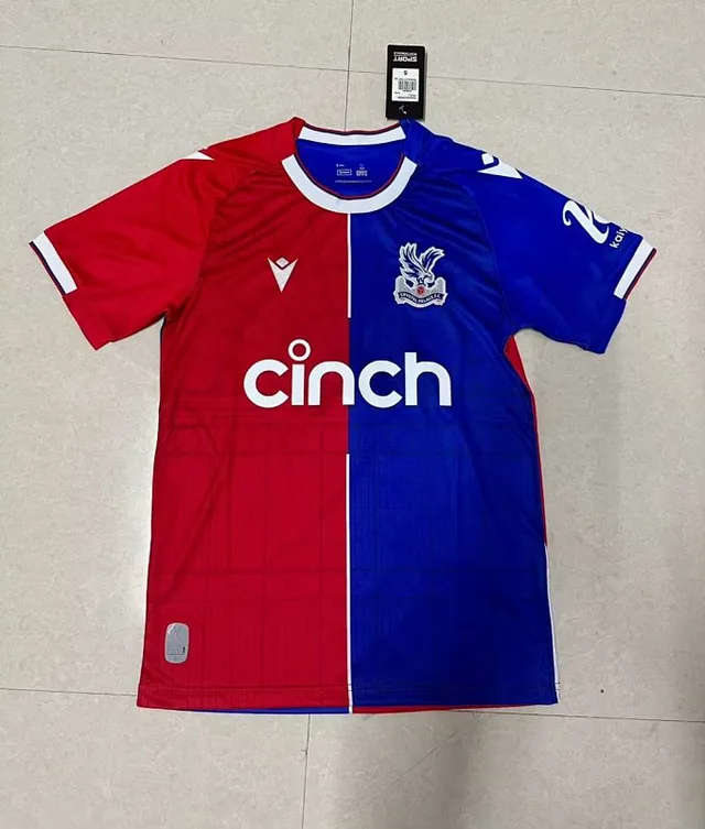 Macron Crystal Palace FC 2022–23 Home Red Blue Split-Color Jersey 1