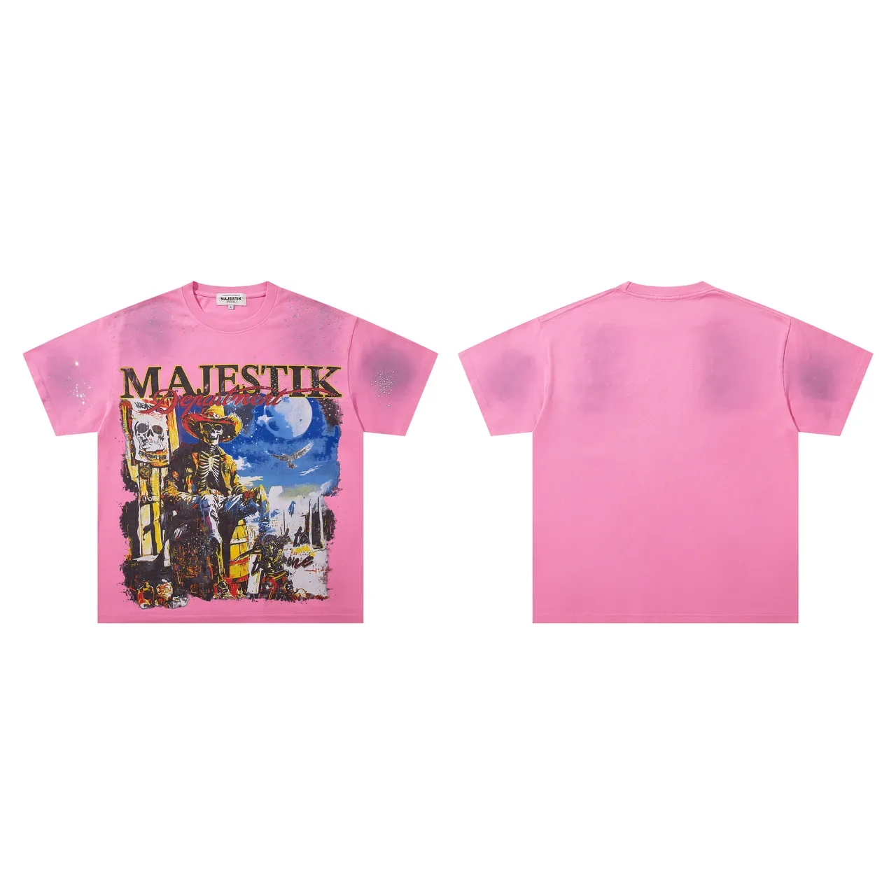 MAJESTIK Graphic-Print Oversized Pink T-Shirt 2