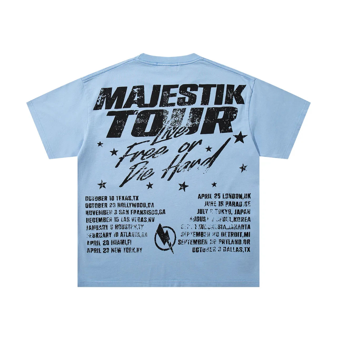 MAJESTIK Legends Racing Tour Graphic Print Light Blue T-Shirt 3