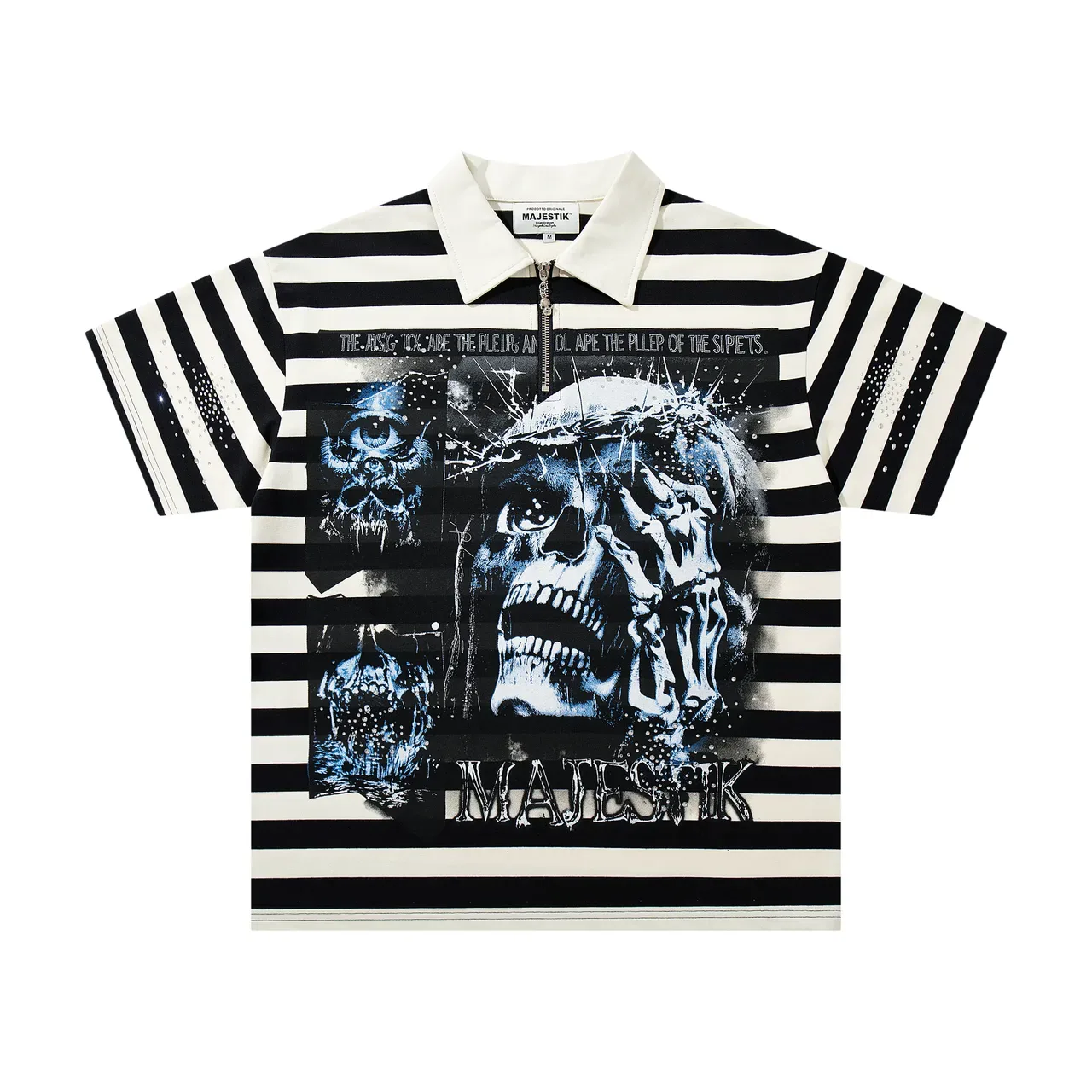 MAJESTIK Striped Graphic Half-Zip Polo Shirt 4