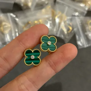 Malachite Four-Leaf Clover Stud Earrings