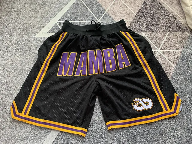 Mamba Black Purple Gold Mesh Basketball Shorts 2