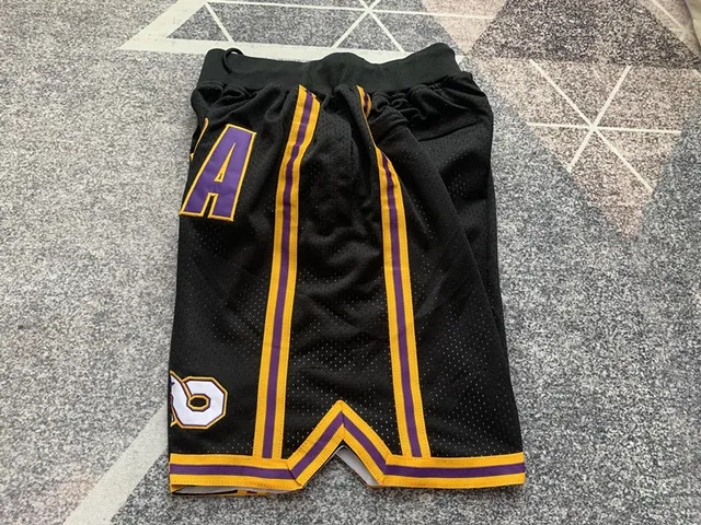 Mamba Black Purple Gold Mesh Basketball Shorts 3
