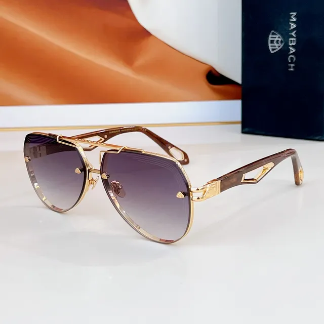 MAYBACH Blue Gold Angular Metal Frame Gradient Lenses Sunglasses 8
