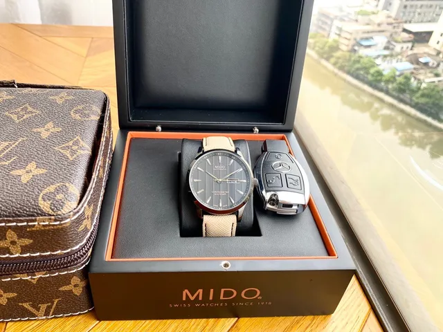 MIDO Multifort Chronometer Automatic Black Dial Beige Strap Mechanical Watch 8