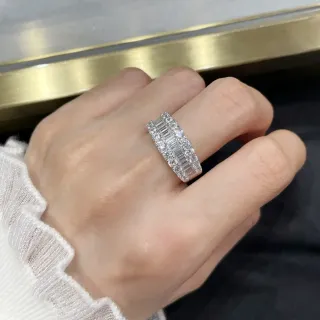 Multi-Row Pavé and Baguette-Cut Diamond Wide Band Ring