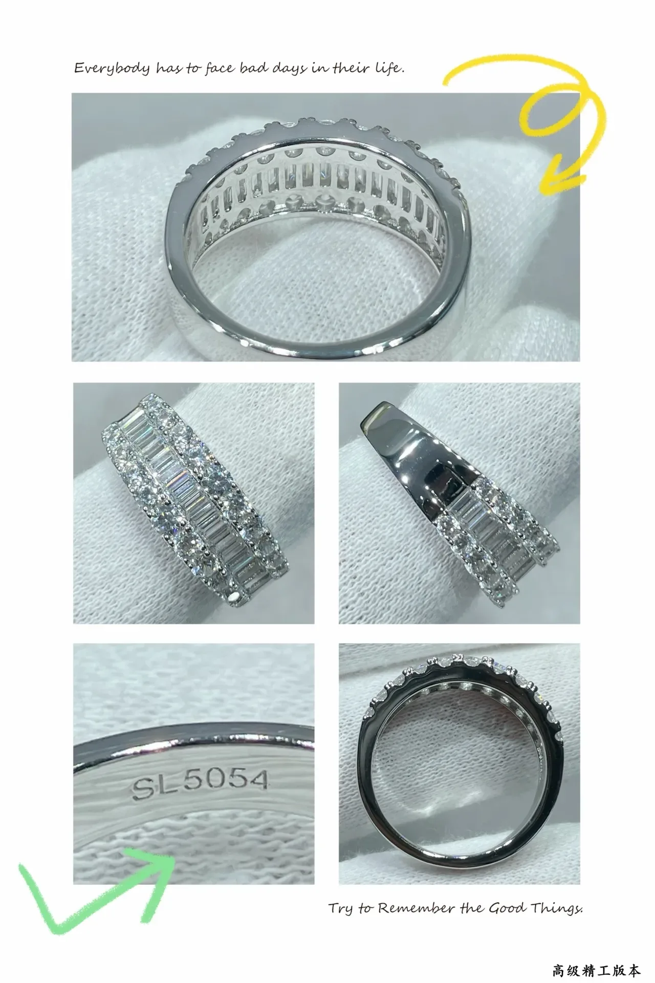 Multi-Row Pavé and Baguette-Cut Diamond Wide Band Ring 2