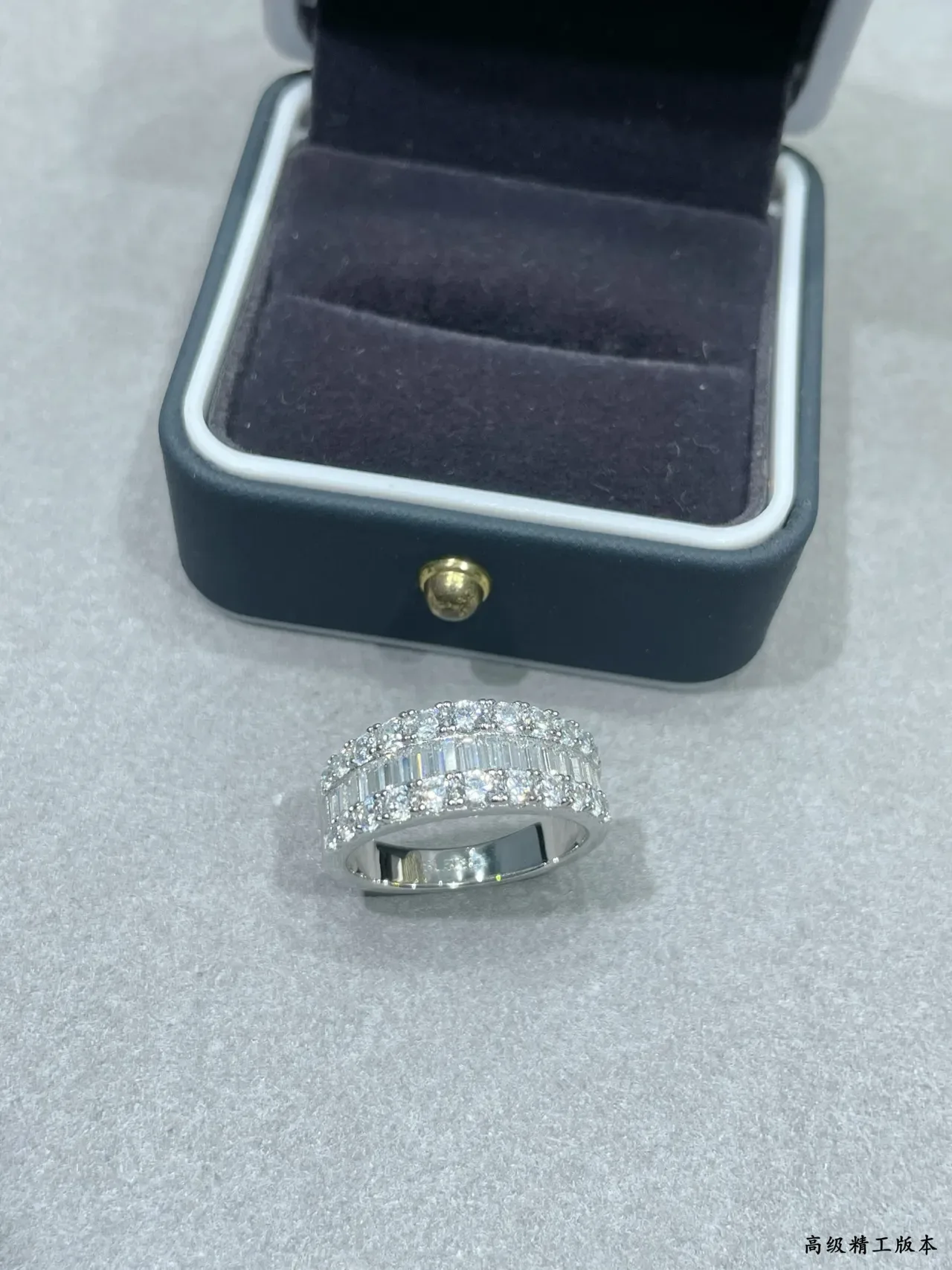 Multi-Row Pavé and Baguette-Cut Diamond Wide Band Ring 3