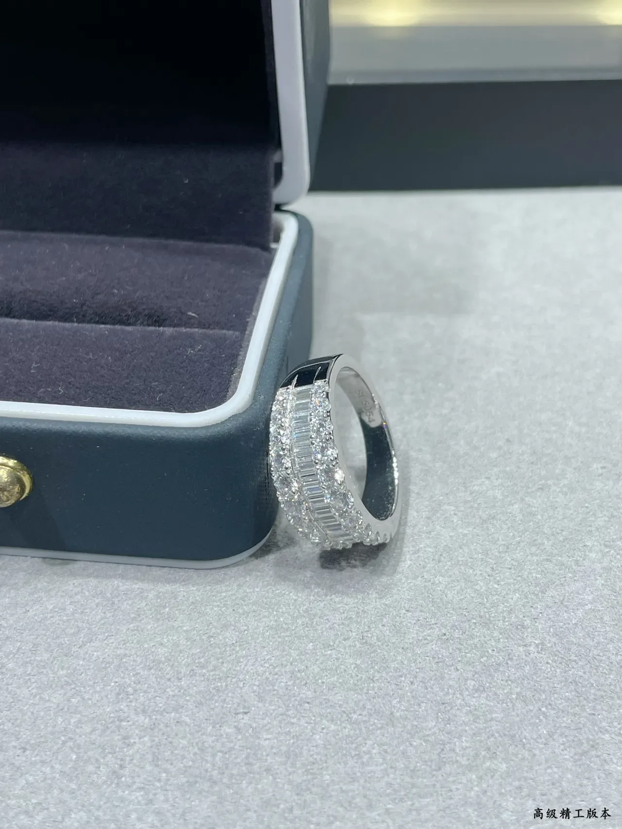 Multi-Row Pavé and Baguette-Cut Diamond Wide Band Ring 5