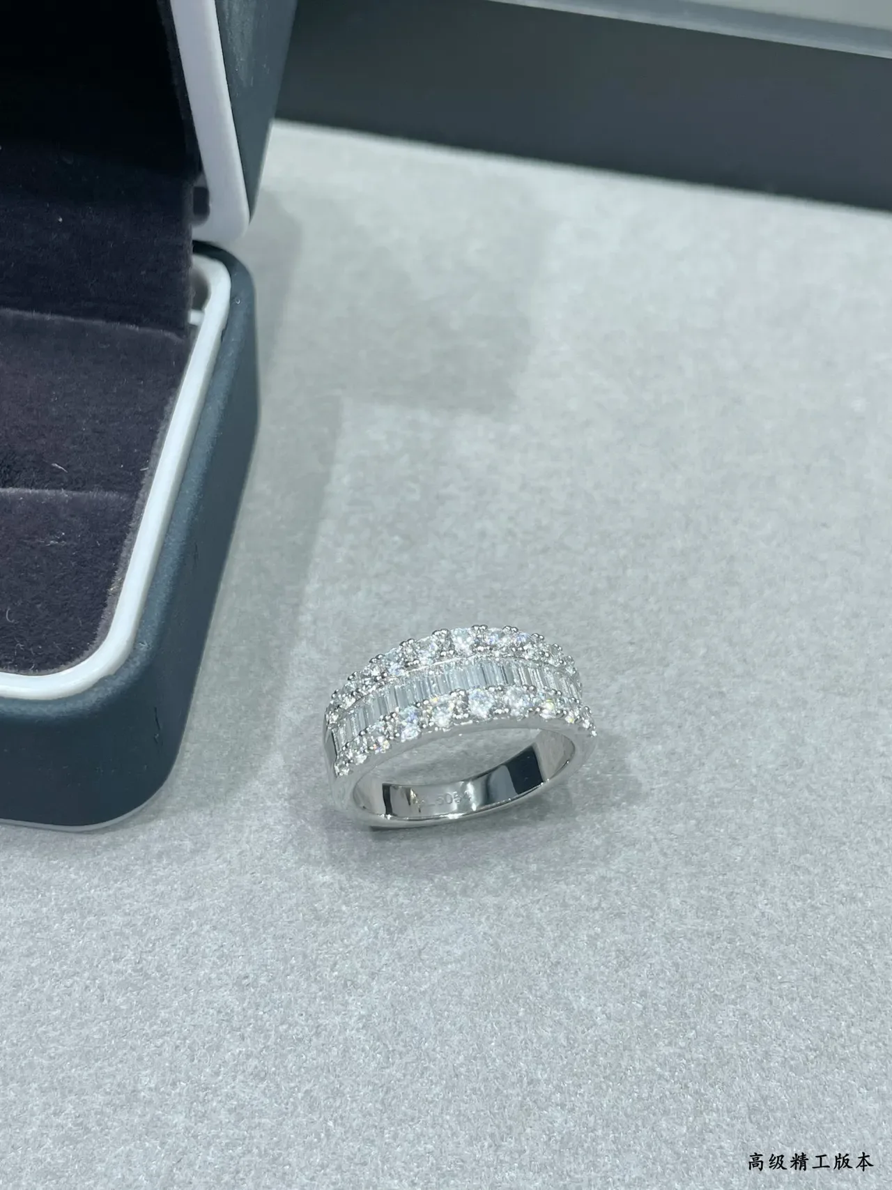 Multi-Row Pavé and Baguette-Cut Diamond Wide Band Ring 6