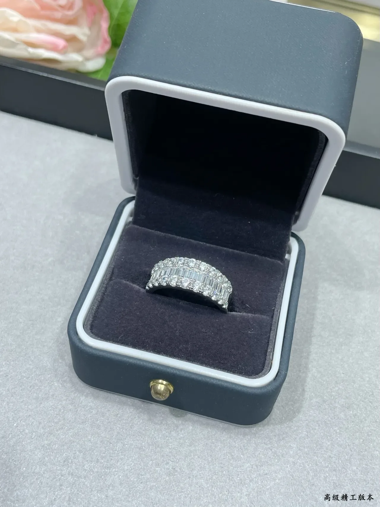 Multi-Row Pavé and Baguette-Cut Diamond Wide Band Ring 8