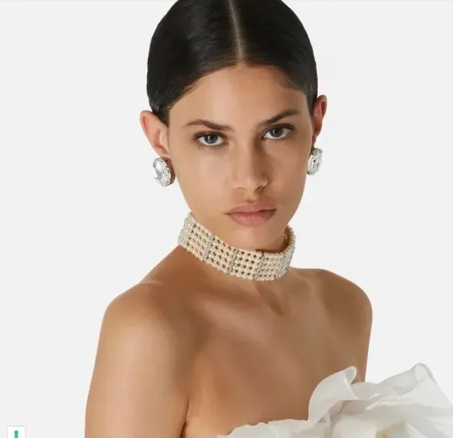 Multi-Row Pearl and Crystal Choker Bracelet 2
