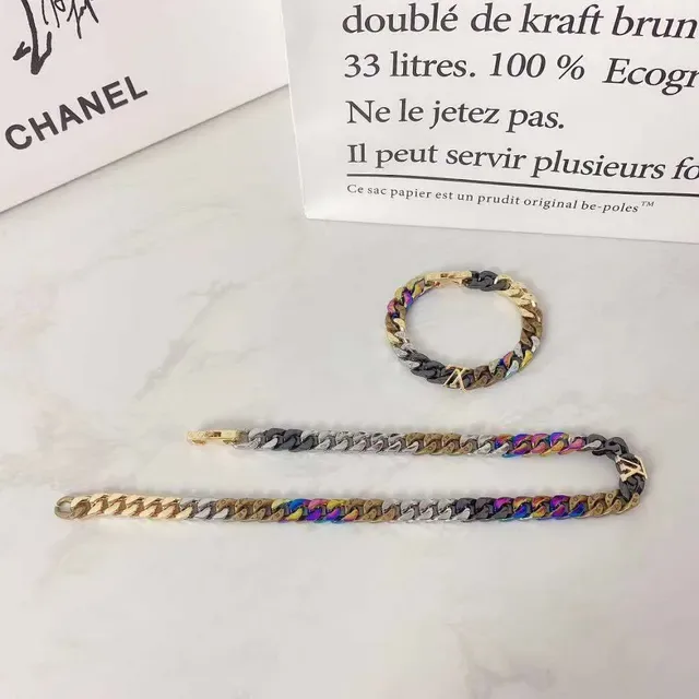 Multicolor Enamel and Crystal Curb Chain Bracelets 2