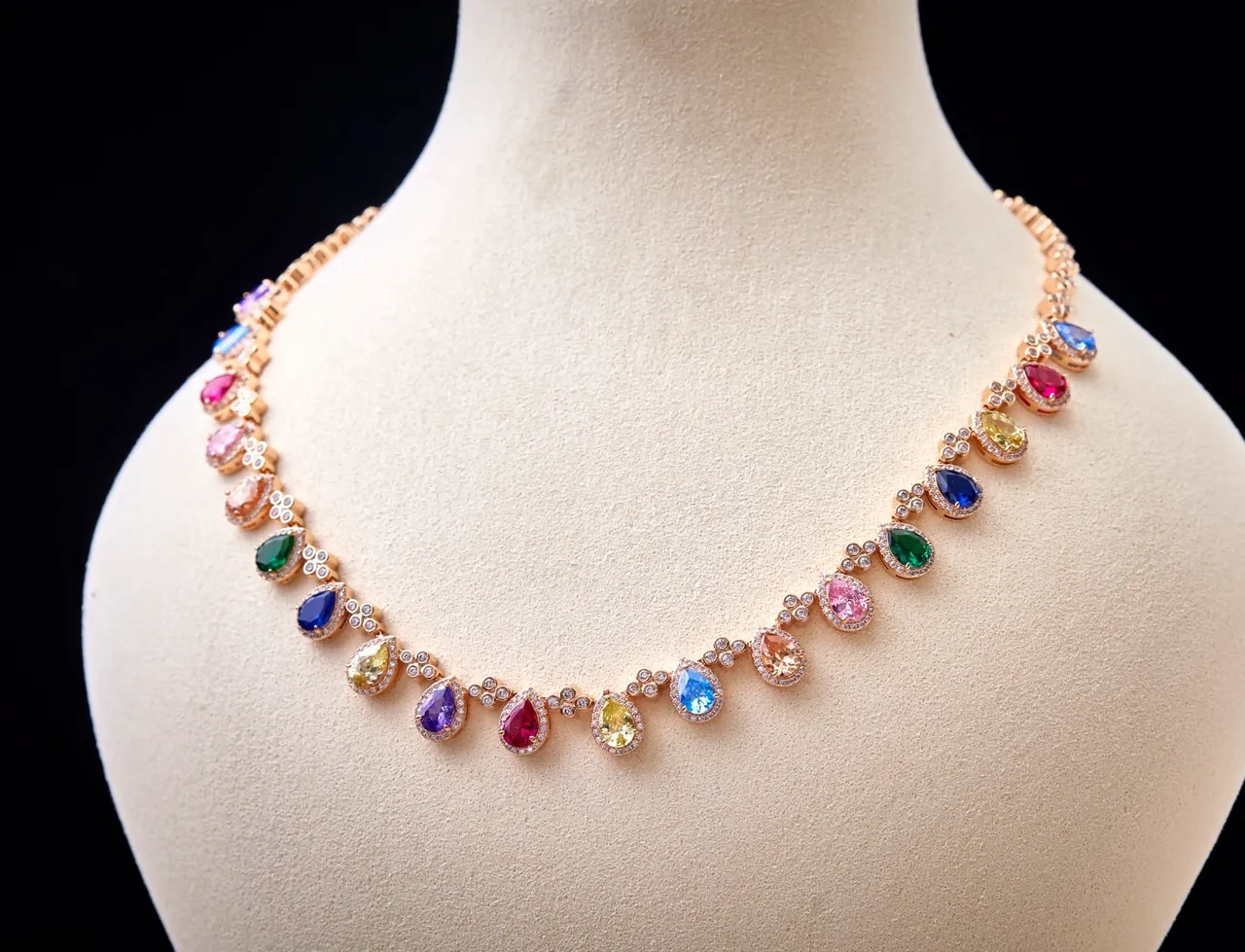 Multicolor Teardrop Gemstone Pendant Necklace 1